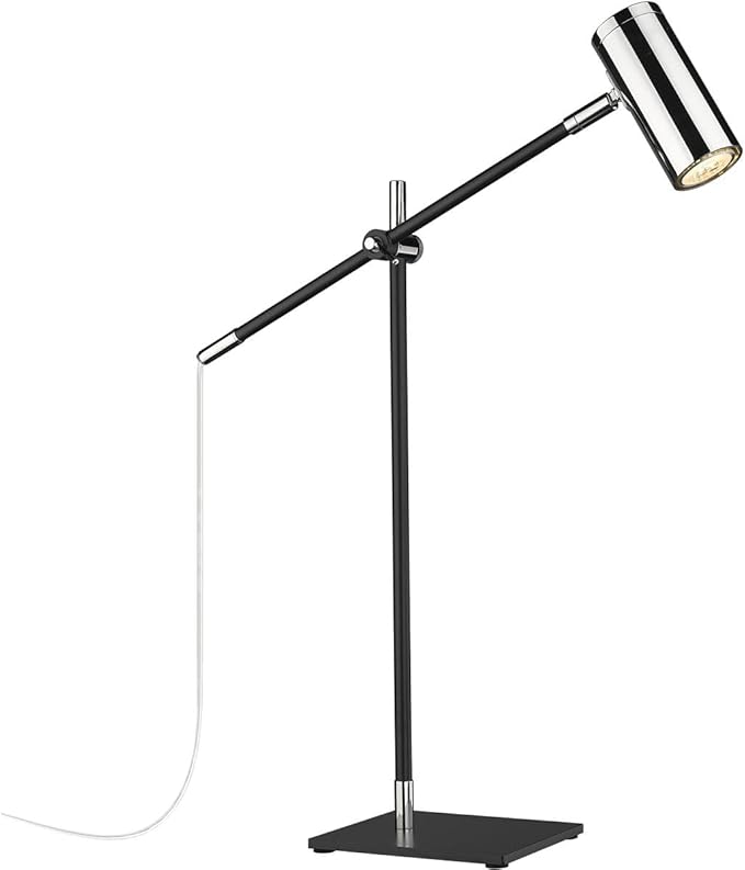 Z-Lite 814TL-MB-PN Calumet Table Lamp, 1-Light 35 Watts, Matte Black and Polished Nickel