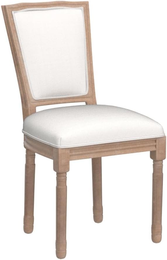 Nrizc Farmhouse Dining Room Chairs Set of 4, French Dining Chairs with Square Back, Brown Wood Legs, French Bistro Chairs for Dining Room/Living Room/Kitchen/Restaurant, Beige