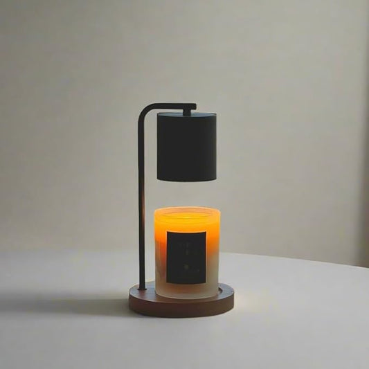 Candle Warmer Lamp with Timer and Dimmer & Includes 2 Bulbs, Electric Wax Candle Lamp Warmer for Jar Candles, Home Decor Aesthetic, and House Warming Gifts - Black Wood