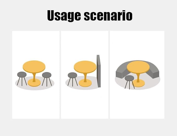 24" Tulip Table for 2-3 Persons Mid-Century Kitchen Table Faux Marble Modern Round Dining Tables Wood MDF Top Steel Base Small for Living Room Balcony Leisure(White, 23.6")