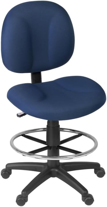 Romig Comfort Series Swivel Fabric Computer Task Chair with Drafting Kit -Navy Blue