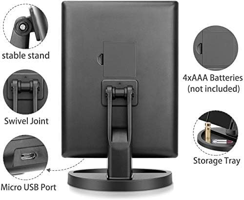 Trifold Makeup Mirror Vanity Mirror with Lights,1X 2X 3X Magnification,Touch Screen,180 Adjustable Rotation,Portable Travel Bathroom Cosmetic Mirror