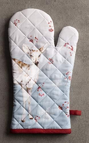 Maison d' Hermine Oven Gloves 100% Cotton Oven Mitt 7" x 13" with Loop Heat Resistant BBQ Cooking Gloves for Thanksgiving Christmas Decorations Baking Handling Hot Pans (Pack of 1, Fairy Tale Forest)