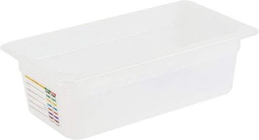 Restaurantware Food Storage Container 1 Pack of 12.7 x 6.8 x 3.9 Inches Plastic Stackable Storage Box White Reusable Label Container Dishwasher Safe For Restaurants And Kitchens