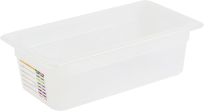 Restaurantware Food Pans Pack of 10 Plastic Rectangle Food Containers 1/3 Size with Traceability Label, Storage Containers Dishwashable Hot Cold Friendly for Restaurants Buffet Commercial Use