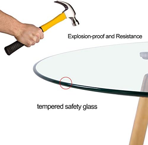 31.5 Inch Small Round Dining Table for 4 People Kitchen Home Modern Leisure Wood Legs Table Glass