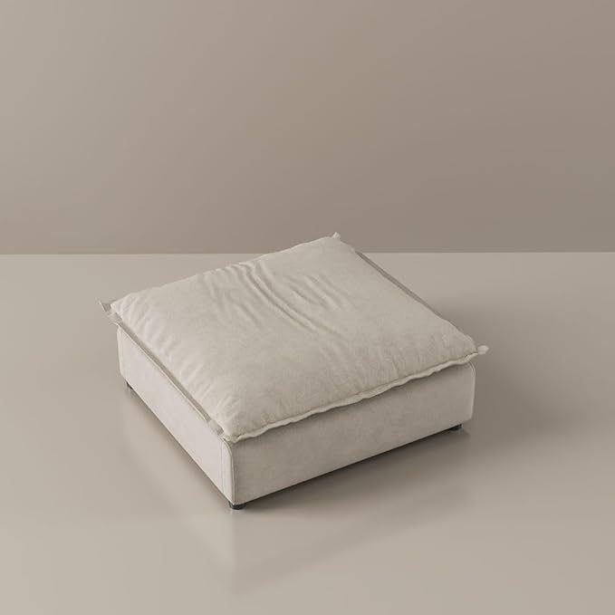 POVISON 39.37" Minimalist Beige Modular Sofa Ottoman for Living Room with Adjustable Backrest Modern Sectional Couches（Beige）