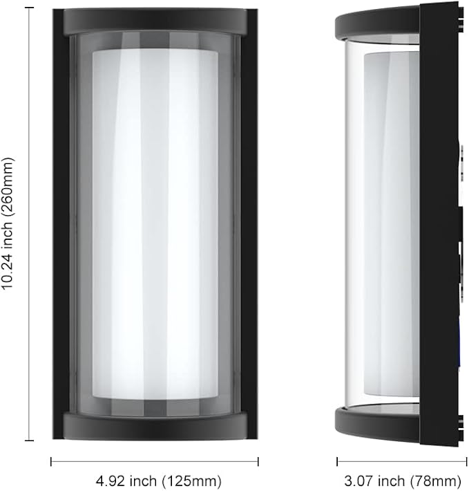 Sytmhoe Modern 3000K LED 18W Aluminum Semicircle Outdoor Wall Sconce Exterior Light Outside Light Fixture, Black with Warm White, IP65 Waterproof Wall Lights for House Patio Porch Garage(3000k)