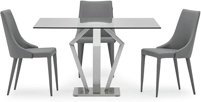 ZURI Jillian Gray Leatherette Dining Chair with Curved Back