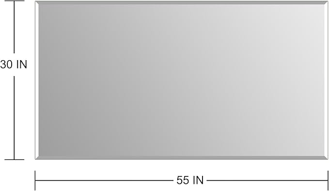 Ruomeng Frameless Mirror for Wall, 55x30 Inch Bathroom Vanity Mirror Farmhouse, Large Rectangle Mirror with Beveled Edge, Tempered Glass, Hangs Horizontally or Vertically