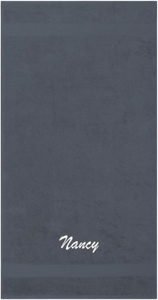 Kaufman - Personalized Velour Beach and Pool Towel 100% Cotton 30in X 60in Solid Color Bath Towel Embroidered (Steel)