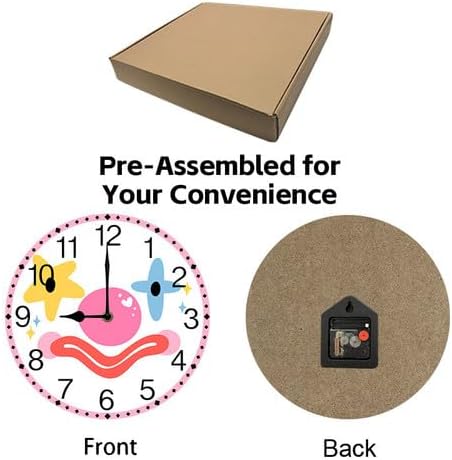 Wall Clock,Clown Face Kitchen Decor and Accessories, Decorative Battery Operated Clocks for Living Room Bedroom Bathroom Farmhouse 12 Inch