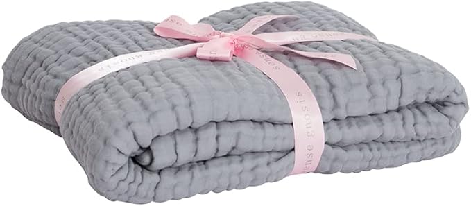 sense gnosis Light Grey Blanket Muslin Throw Blanket for Couch 8-Layer Gauze Blanket Breathable Soft and Lightweight Blankets for Baby and Adults 55"x75"
