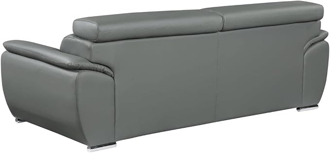 Blackjack Furniture 4571 Veal Collection Genuine Leather Couch for Living Room, Elegant Modern Design with Adjustable Headrests and Durable Wood Frame, Sofa, 86", Gray