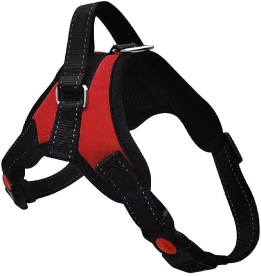 Auto - Retractable Pet Harness Vest & Leash Set | Multi - Color Options | Free Catnip Fish/Dog Bell Ball Toy (Red, Large)