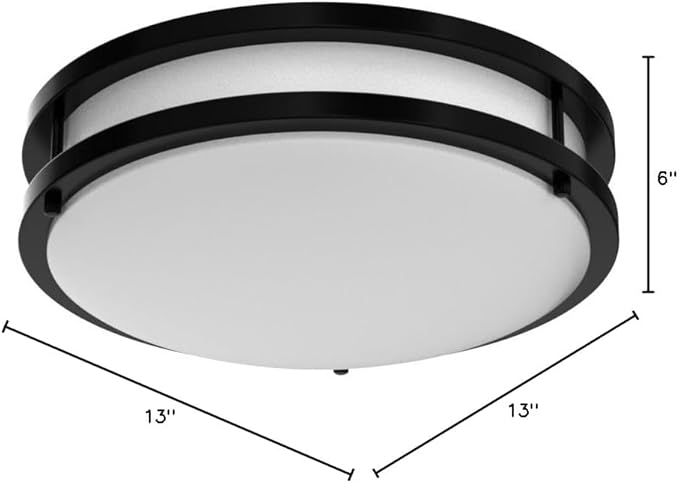 LED Flush Mount Ceiling Light Fixture - 13inch 40W[500W Equiv] 4000lm Dimmable Kitchen Light Fixtures, 3000K/4000K/5000K Black Ceiling Lamps for Bedroom, Bathroom, Hallway, Laundry, Stairwell-2Pack