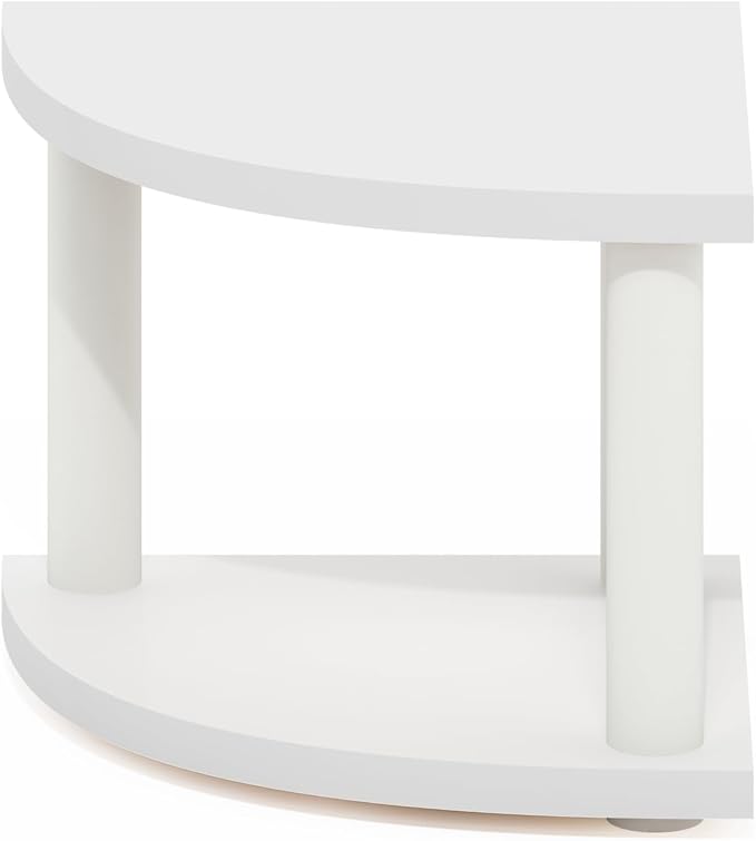 Furinno Turn-N-Tube Kitchen Countertop Organizer, 2-Tier Corner Countertop Organizer Shelf, Corner Shelf, for Kitchen, Pantry, Organizers and Storage, White