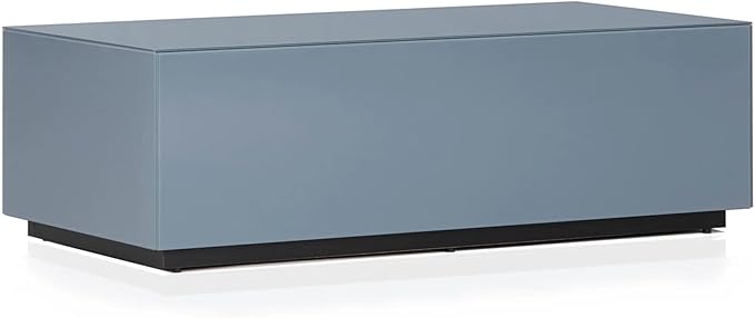 SONOROUS Premium Tempered Glass Coffee Table - Modern Gray Rectangular Coffee Tables for Living Room - High Gloss Fingerprint Resistant Mid Century Design - Stylish Living Room Furniture & Décor