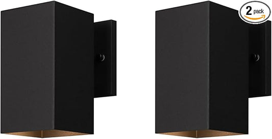 mirrea 7-inch Outdoor Porch Wall Light for House, Waterproof Exterior Sconce for Patio, Wall Mount Lighting Fixture for Front Door, Matte Black Rectangular Downlight for Garage, Set of 2