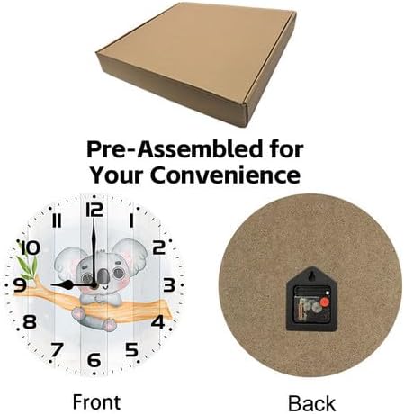 Wall Clock,Koala Kitchen Decor and Accessories, Decorative Battery Operated Clocks for Living Room Bedroom Bathroom Farmhouse 12 Inch