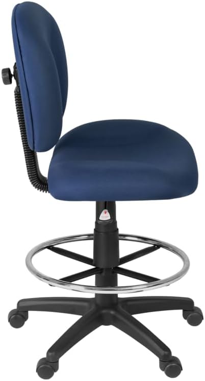 Romig Comfort Series Swivel Fabric Computer Task Chair with Drafting Kit -Navy Blue