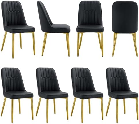 Dining Chairs Set of 8，Modern Dining Chairs, Equipped with PU Leather Backrest Cushions and Metal Legs, Suitable for Restaurants, Kitchens, and Dining Room Chairs