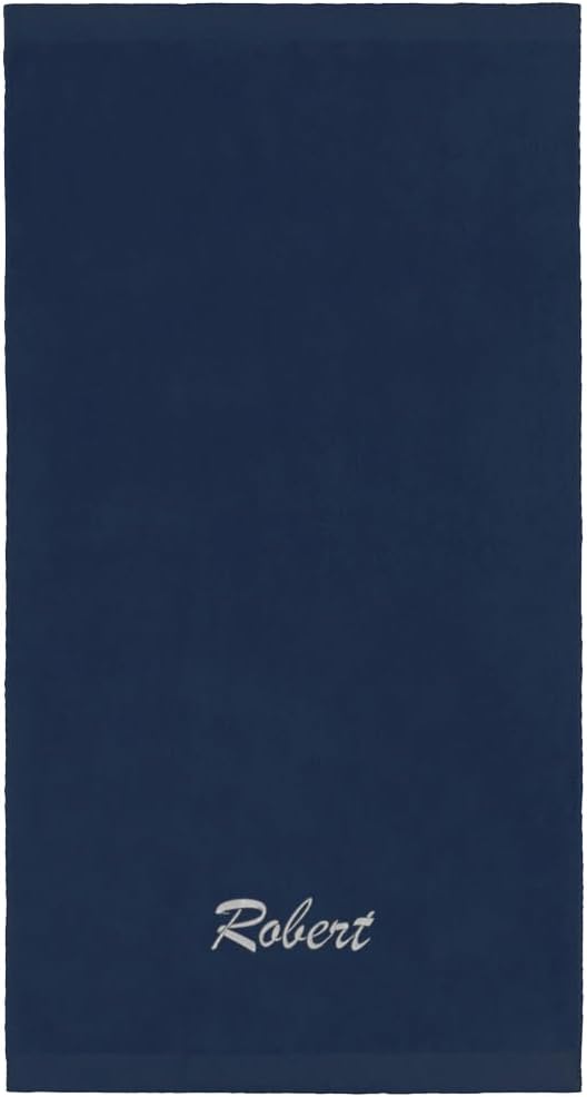 Kaufman - Personalized Velour Beach and Pool Towel 100% Cotton 30in X 60in Solid Color Bath Towel Embroidered (Cobalt)