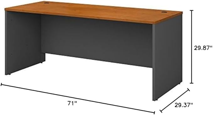 Bush Business Furniture Series C 72W Office Desk in Natural Cherry, Large PC Computer Table for Home or Professional Workplace