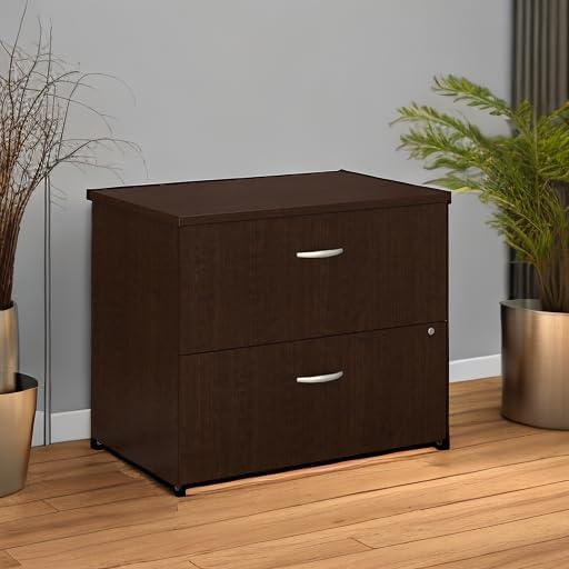 Bush Business Furniture Series C 2 Drawer Lateral File Cabinet in Mocha Cherry, Locking Document Storage for Home or Professional Office