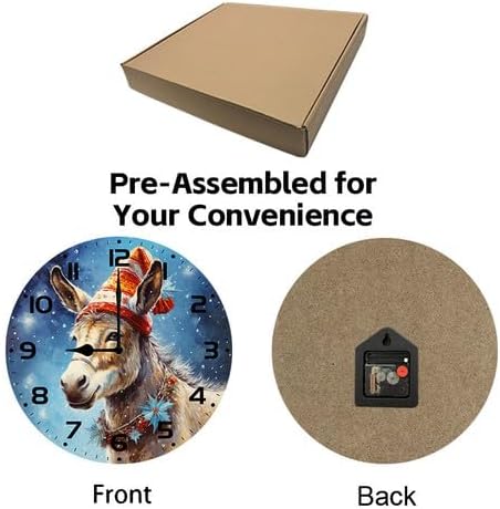 Donkey Wall Clock Large Silent Non-Ticking Battery Operated Modern Clocks for Living Room Decor/Bedroom/Office (10x10 in)