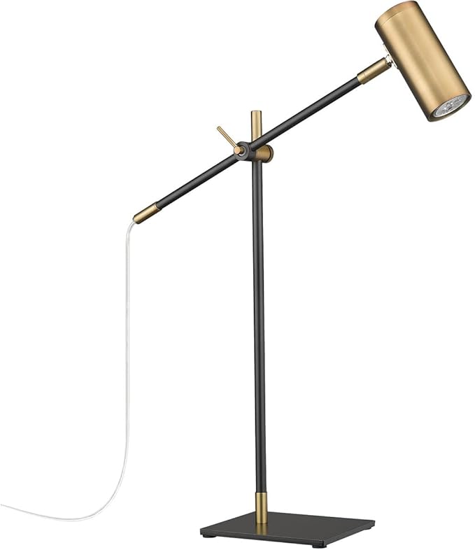 Z-Lite 814TL-MB-OBR Calumet Table Lamp, 1-Light 35 Watts, Matte Black and Olde Brass