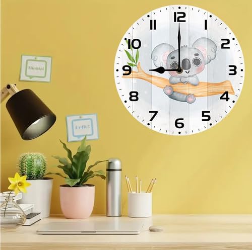 Wall Clock,Koala Kitchen Decor and Accessories, Decorative Battery Operated Clocks for Living Room Bedroom Bathroom Farmhouse 12 Inch