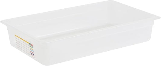 Restaurantware Food Storage Container 1 Pack of 20.7 x 12.6 x 3.9 Inches Plastic Stackable Storage Box White Reusable Label Container Dishwasher Safe For Restaurants And Kitchens