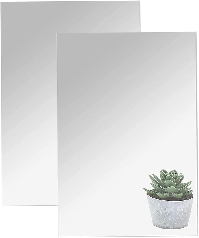 DARENYI 16"x12" Acrylic Mirror Sheet, Flexible Non Glass Body Mirror Tiles Large Self Adhesive Mirror Stickers for Bathroom Bedroom Home Wall Decor (2pcs)