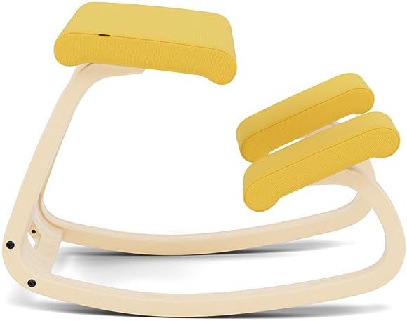Varier Variable Natural/Yellow Ergonomic Office Kneeling Chair – Active Sitting, Rocking Seat for Home, Study & Posture Support – 10 Year Quality Guarantee