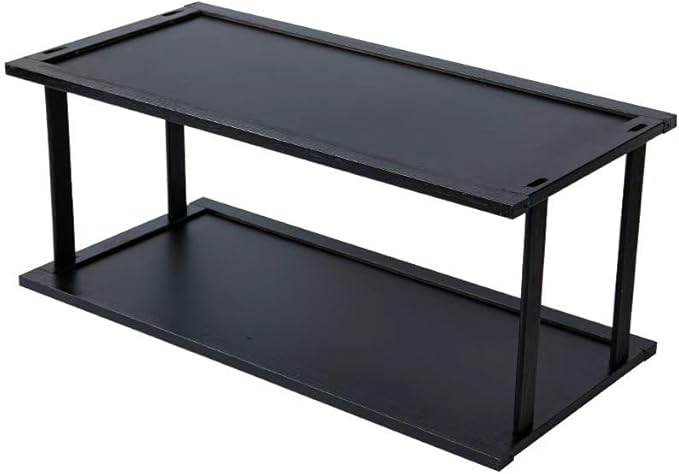 Bamboo Desktop Bookshelf Organizer – 3-Tier Desk Storage Rack for Office, Home, Study, Kitchen – Compact Shelf for Books, Plants, Toiletries, Supplies (Two Layers - Length 18.9 in)