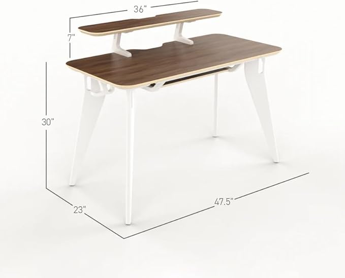 Hoek Folding Desk Bundle, 47.5" x 23", Compact Workstation with Monitor Shelf, Under Shelf, Hook, Quick One-Click Assembly, Portable Home Office Table for Small Spaces and Modern Living (Walnut/Black)