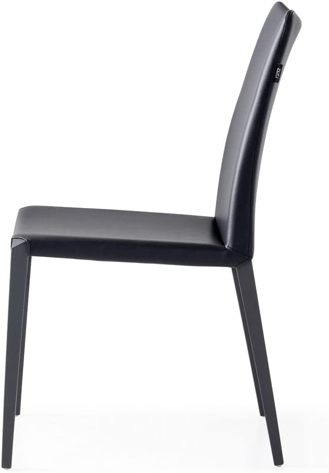 ZURI Modern Jordan Dining Chair in Black Leatherette and Matte Black Steel Base