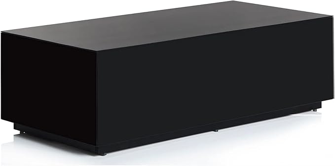 SONOROUS Premium Tempered Glass Coffee Table - Modern Black Rectangular Coffee Tables for Living Room - High Gloss Fingerprint Resistant Mid Century Design - Stylish Living Room Furniture & Décor