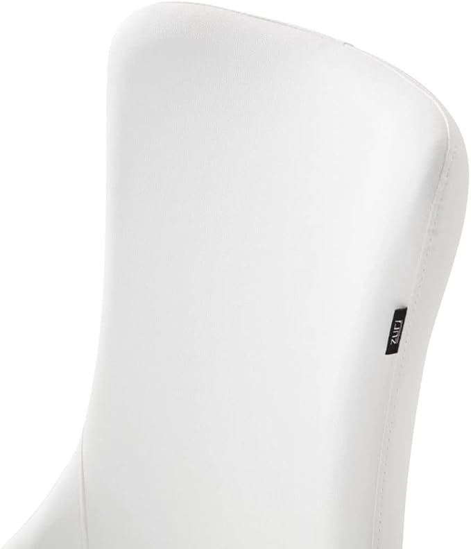 ZURI Modern Norma Dining Chair - White with Brushed Stainless Steel Base