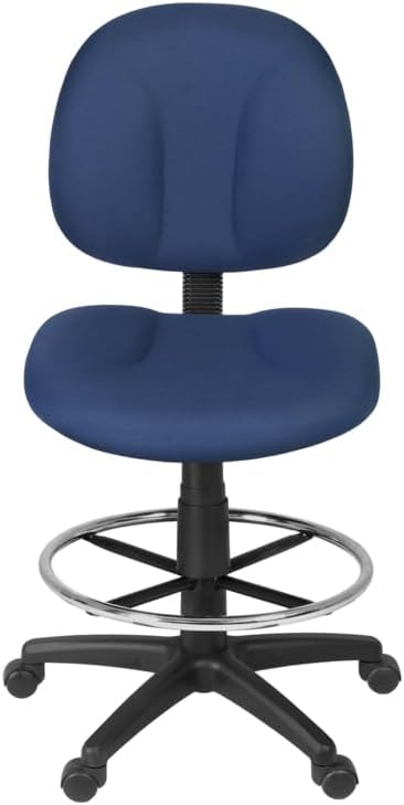 Romig Comfort Series Swivel Fabric Computer Task Chair with Drafting Kit -Navy Blue