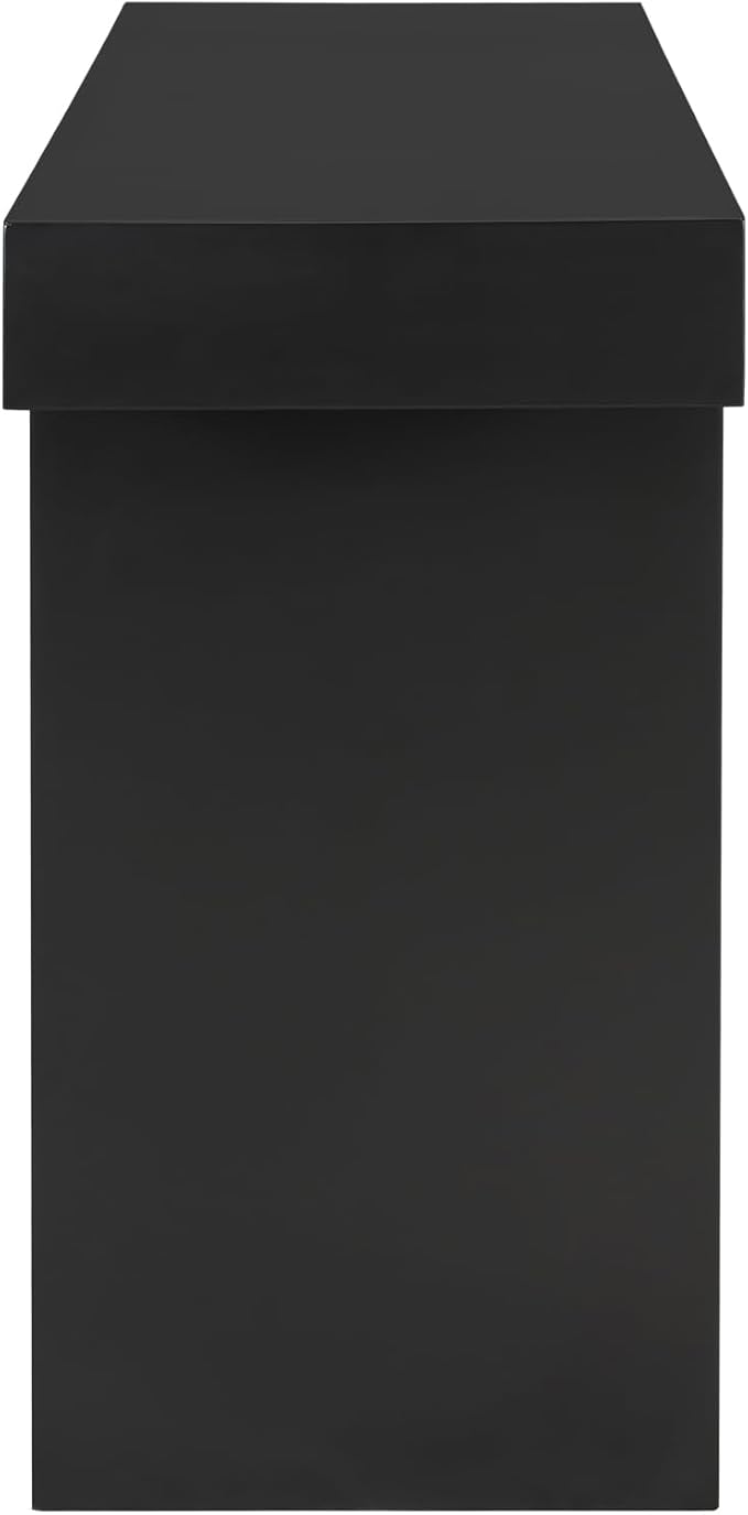 Modern U-Style Console Table, 60-Inch Black MDF Entryway Table with Geometric Design, Painted Finish, Adjustable Feet for Living Room, Hallway, 60 x 15.7 x 31.7 Inches