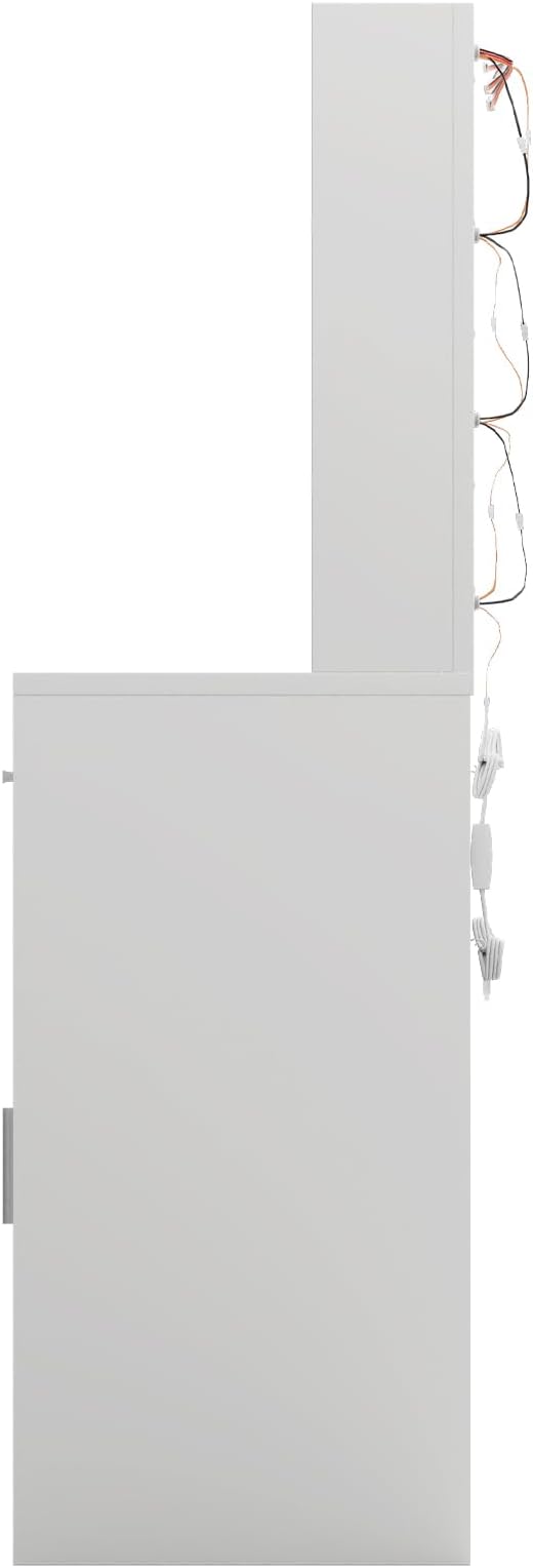 Lighted Makeup Vanity Desk, 35.4“W x 15.7'”D x 54“H, White (with Lights and Mirror, Dimming Function, 2 Drawers and 1 Cabiniet, Open Shelves) by Boahaus