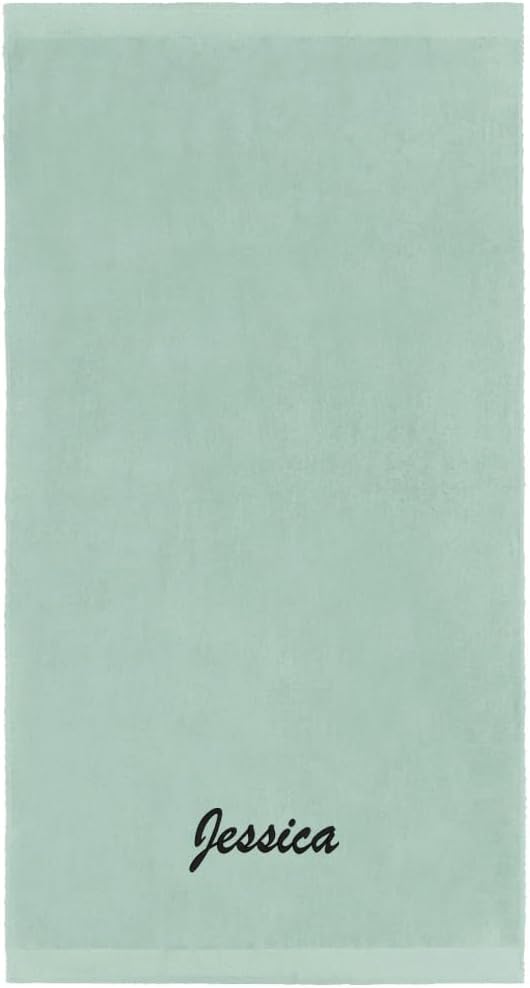 Kaufman - Personalized Velour Beach and Pool Towel 100% Cotton 30in X 60in Solid Color Bath Towel Embroidered (Seafoam)