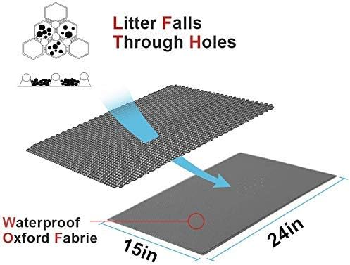 Pieviev 2 Packs Cat Litter Mat Double Layer Waterproof Urine Proof Trapping Mat (24"X15", Black)