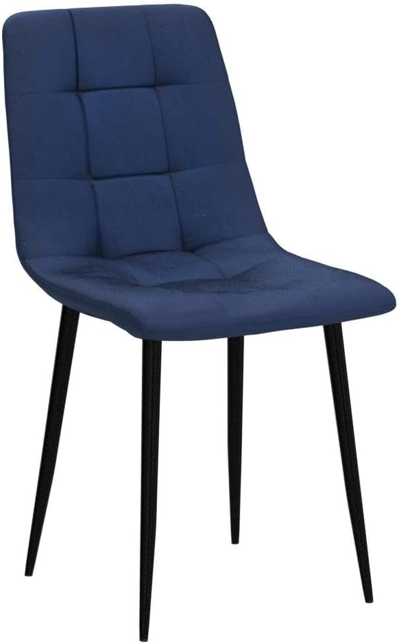 NORDICANA Navy Blue Velvet Dinner Chairs Set of 4, Modern Armless Biscuit Tufted Dining Side Chairs with Metal Legs for Kitchen Living Room Vanity