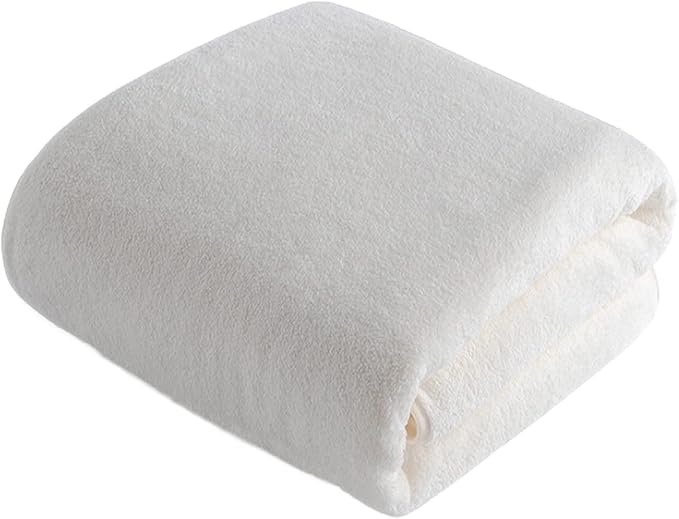 MYLSMPLE Luxury Microfiber Extra Large Bath Towels Beach Bath Sheets Fast Drying Towels Soft Absorbent Towels (36 Inch X 72 Inch) (Coral Fleece-White, 36 Inch X 72 Inch)