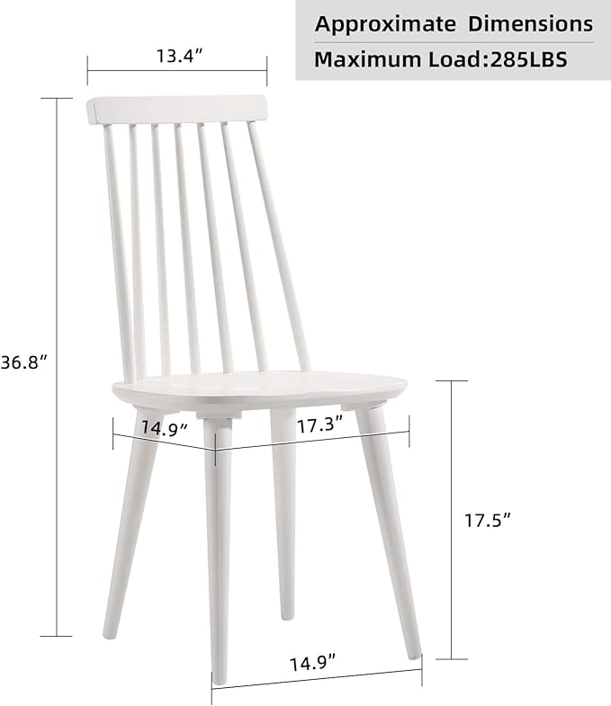 DUHOME Dining Chairs Set of 2 Wood Dining Room Chair White Spindle Side Kitchen Room Country Farmhouse Chairs White