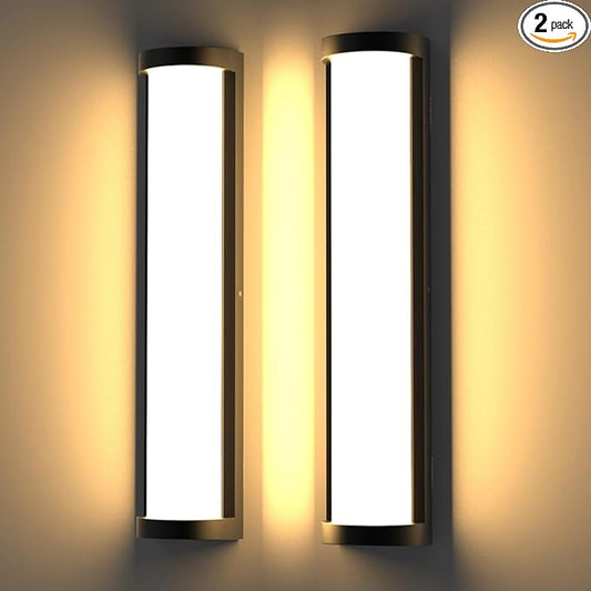 Sytmhoe Outdoor Wall Lights 2Packs,10%-100% Dimming LED Modern Outdoor Wall Light, 23.6in Black Exterior Light Fixture Suitable for Garage Courtyard Bathroom House(3000K)