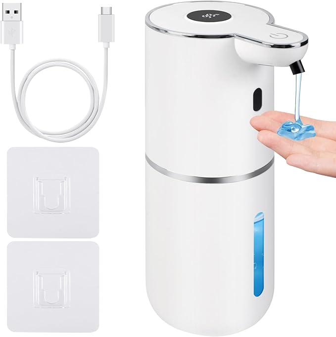 Automatic Soap Dispenser, Hand Soap Dispenser 12.8oz/380ml Smart Rechargeable, Liquid Touchless Soap Dispensers with 6-Level, Wall Mounted or Countertop Dish Soap Dispensing for Bathroom & Kitchen